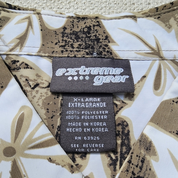 Men's Hawaiian Extreme Gear Short Sleeve Button Up Neutral Color Shirt Size XL - Picture 7 of 13